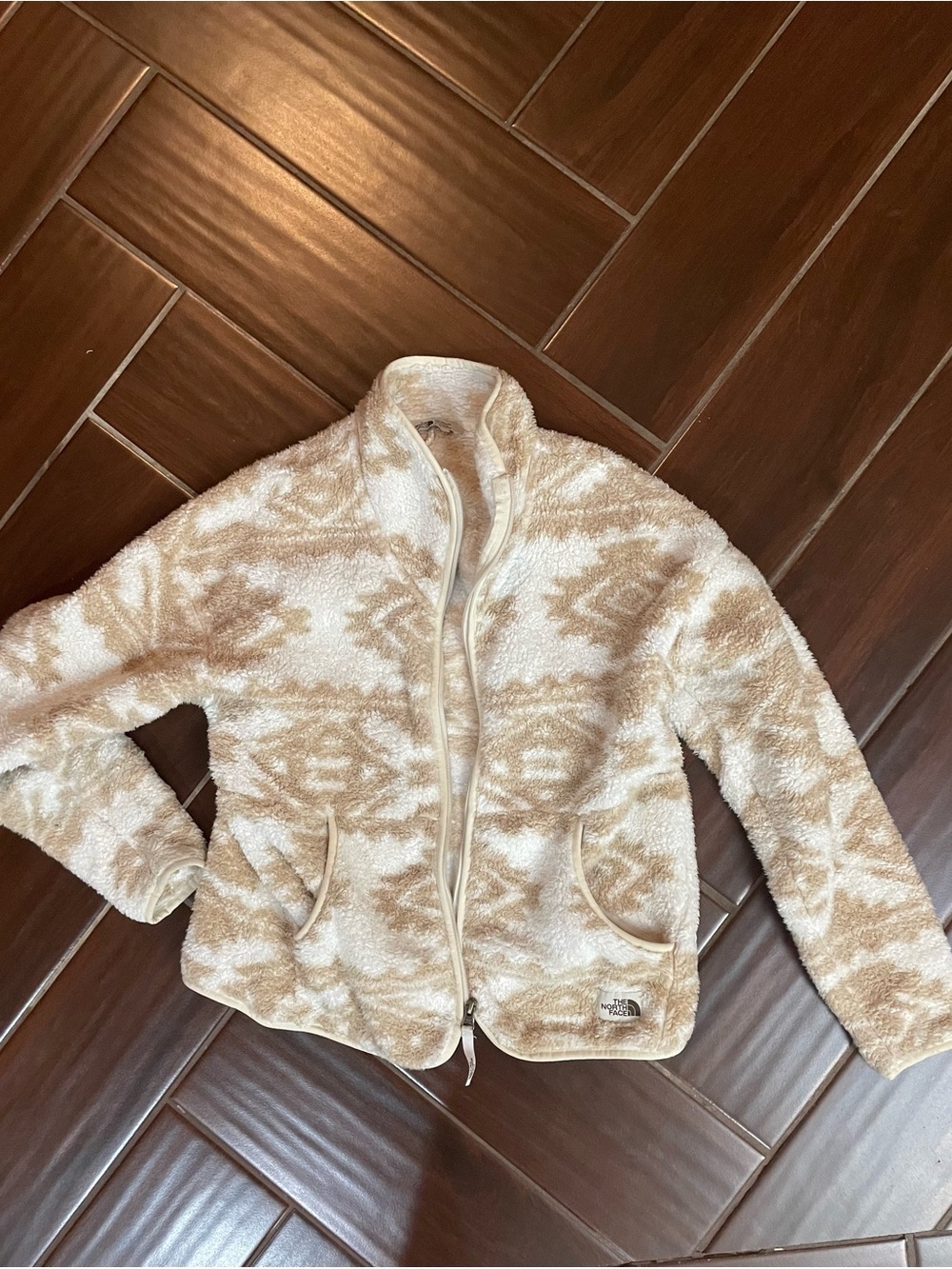 The North Face Girls Cream & Tan Sherpa Jacket